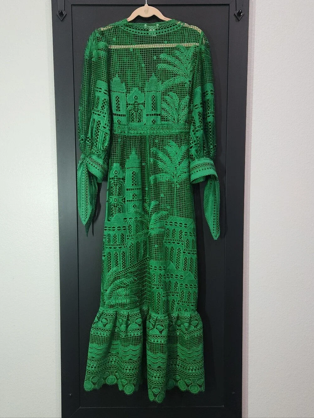 House of Harlow 1960 Morada Boa Green Guipure Lace Maxi Coverup Dress Size XS